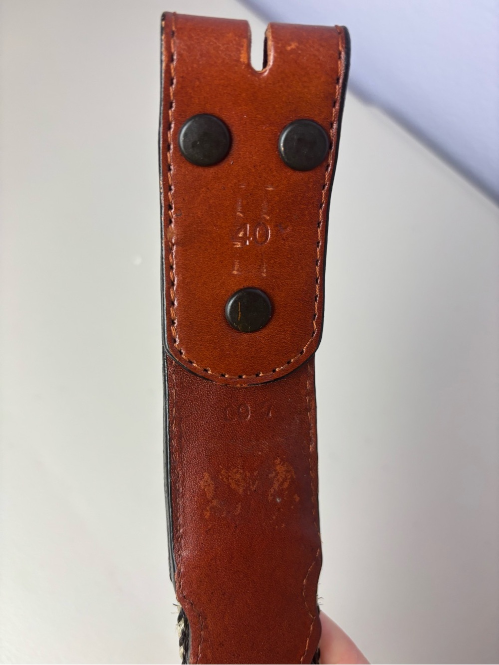Handcrafted Western Horsehair Tooled Leather Belt Multi-Color Tribal Weave Inlay - Picture 9 of 13